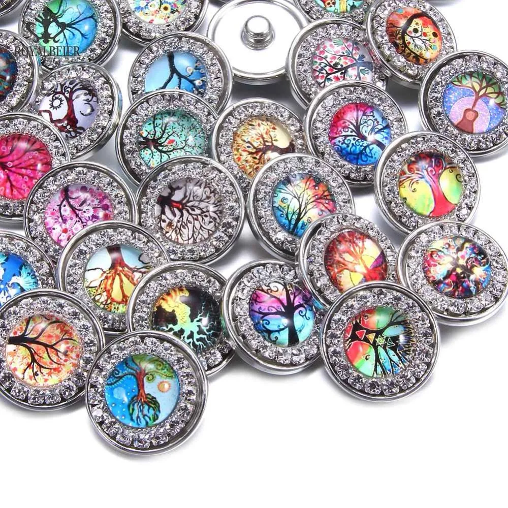 ROYALBEIER 12 шт./лот стеклянные круглые стразы 18 мм кнопки с когтями пришитые