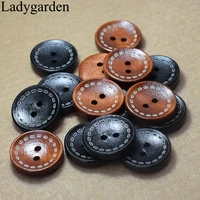 20mm dashed wooden buttons diy sewing garment accessories wooden flatback button for scrapbooking decoration