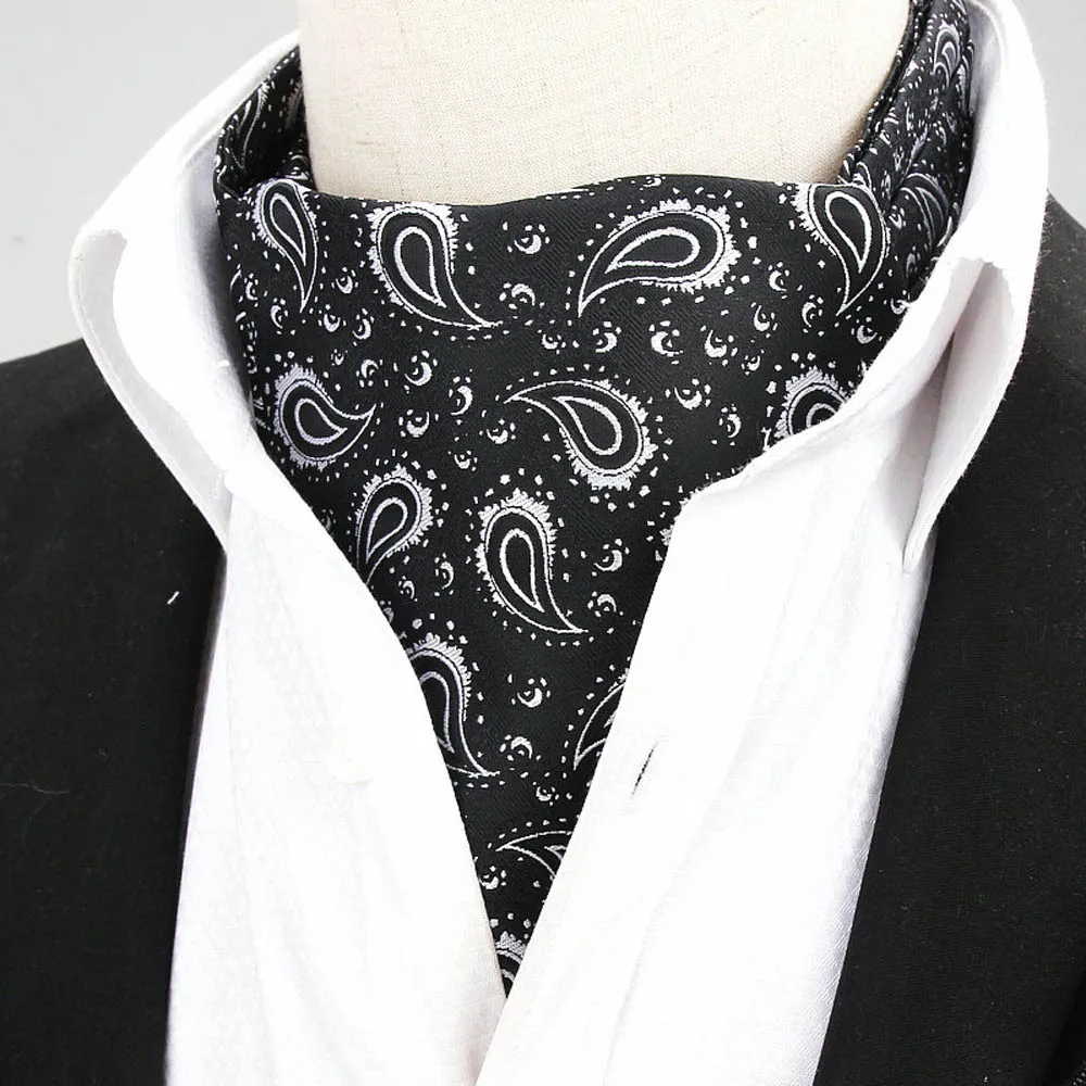 Black Мужские высококачественные шарфы Ascot с узором пейсли, галстуки для мужчин YFTIE0376 - Цвет: Black