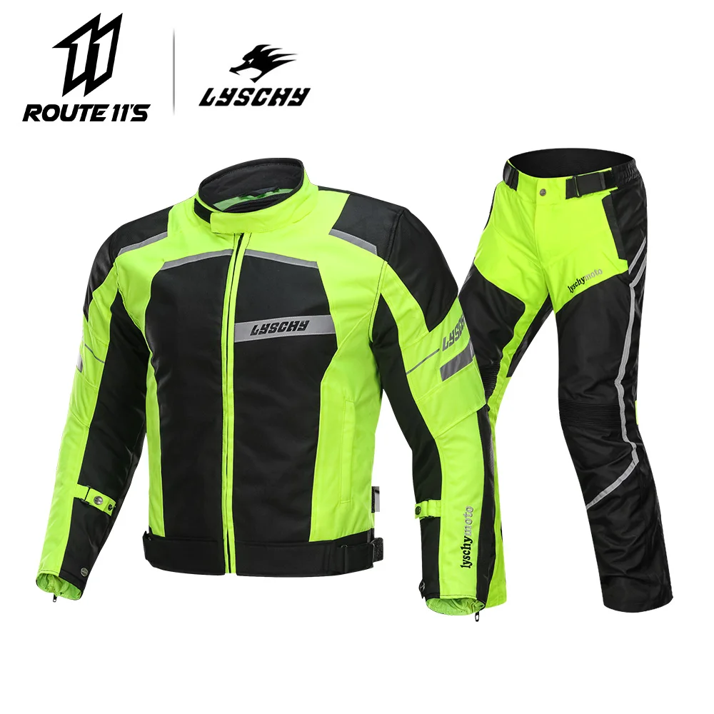 

LYSCHY Summer Winter Detechable Waterproof Motorcycle Jacket Breathable Mesh Jacket Moto Pants Suit Clothing Protective Gear