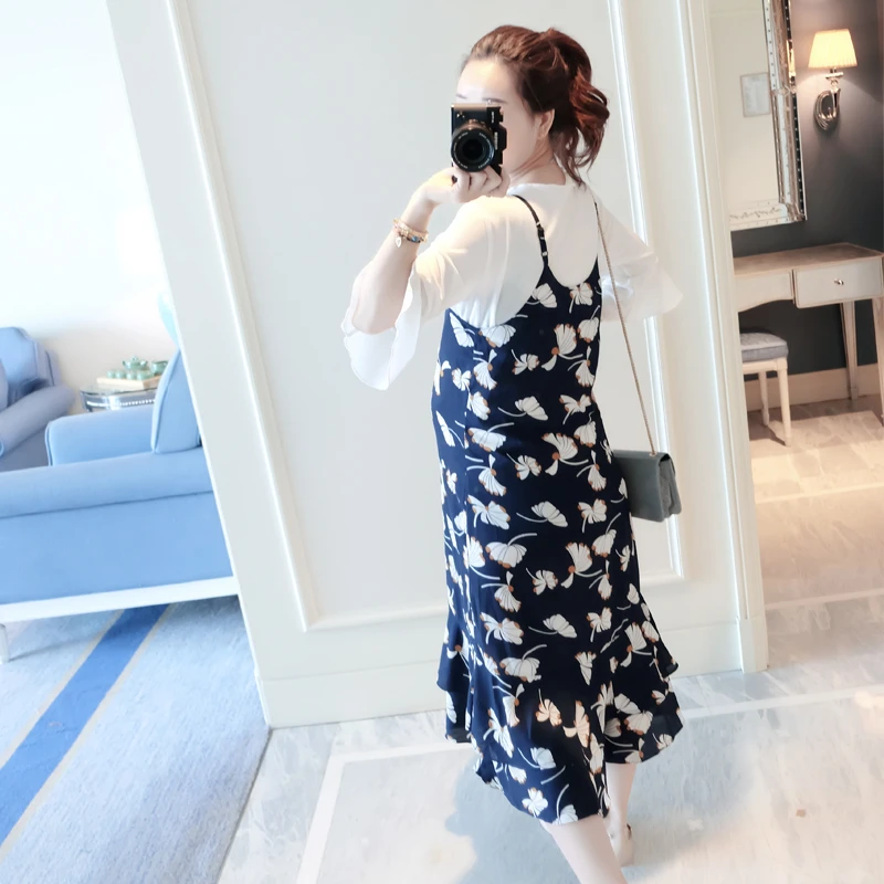 Летние Средства ухода за кожей для будущих мам Платья женщин Двойка корейский