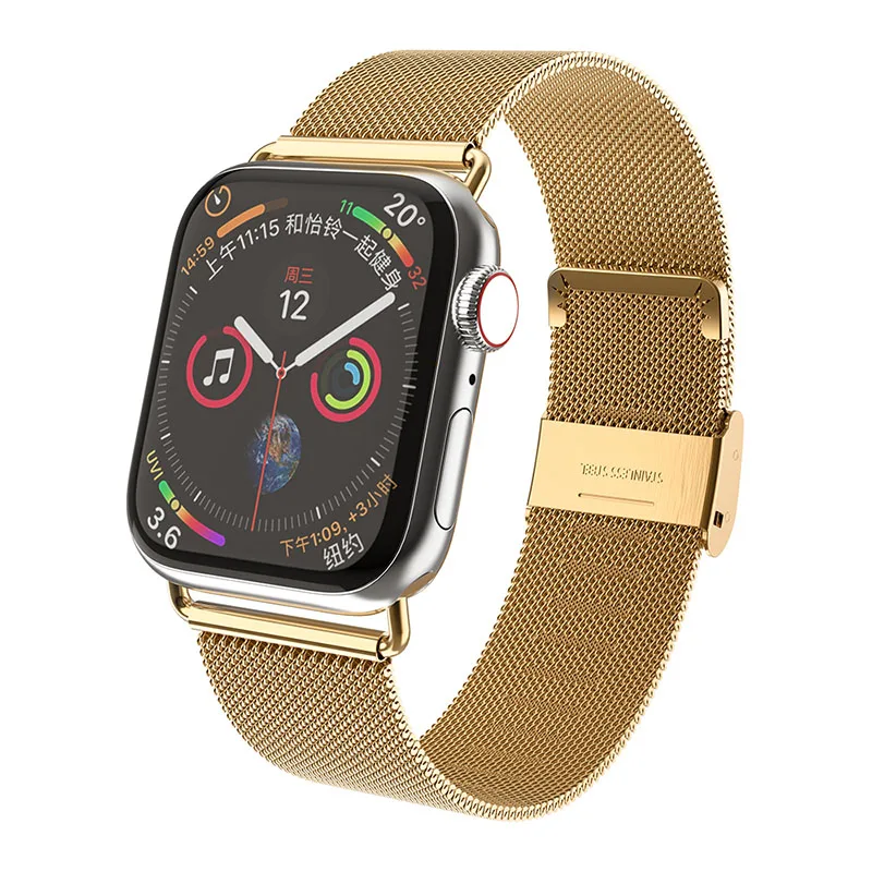 Золотой HOCO Нержавеющая Сталь Band для Apple Watch Series 5 4 3 2 1 iWatch 38 мм 44 мм 40 мм Милан Луп Двойная пряжка Женщины Мужчины Браслет - Цвет ремешка: Золотой