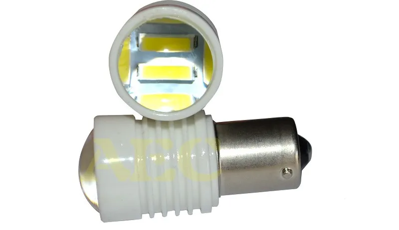 2X Автомобильные светодиодные лампы P21W S25 1156 BA15S Керамические 6 SMD 7020 Вт белые синие