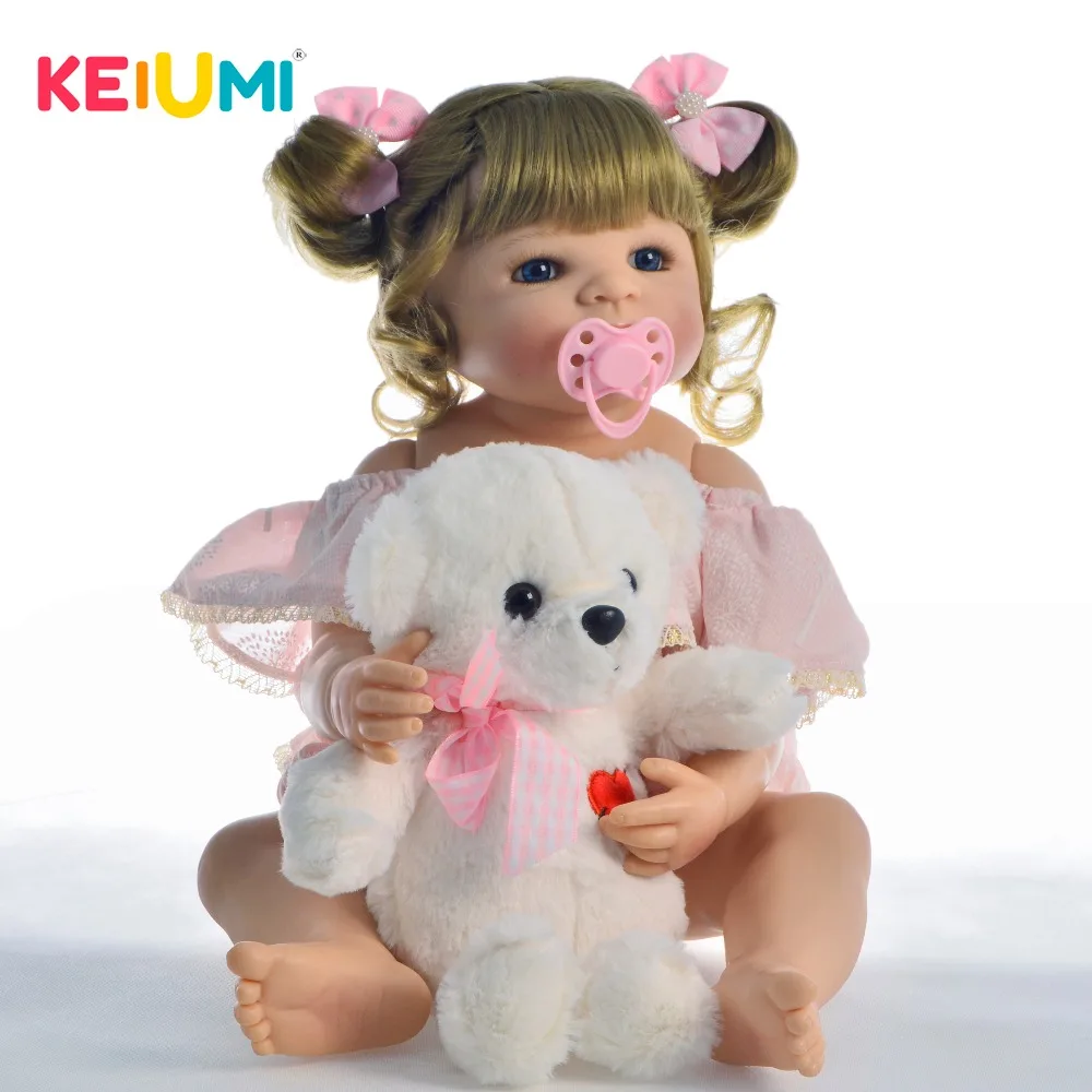 KEIUMI новый дизайн 22 дюймов Reborn Детские Полный корпус силиконовые куклы с голубыми