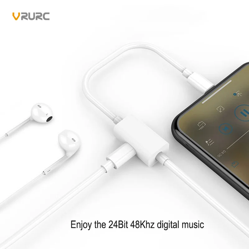 VRURC 2 в 1 Зарядное устройство аудио адаптер для iPhone 7 8 Plus X сплиттер наушников Aux