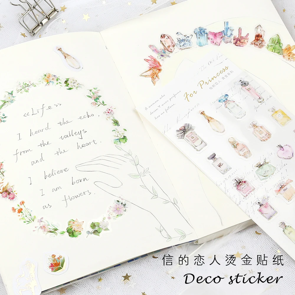 1 Sheet 8 Styles Planet Flowers PVC Sticker Cute Deco Stickers DIY Notebook Journal Photo Album | Канцтовары для офиса и дома