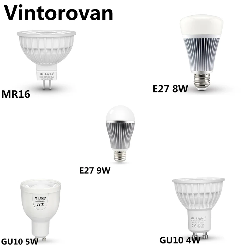 Milight 2.4 г РФ Светодиодные GU10 E27 MR16 диммер wifi управления 4 Вт 5 8 9 DC12V AC85V 265V RGBW rgbww CCT smart