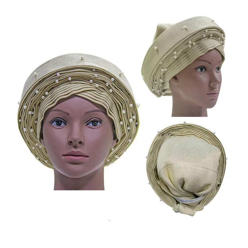 

African Ready Made Ladies Aso oke Auto-Gele Headtie For Wedding Multi-Color Available T18103001