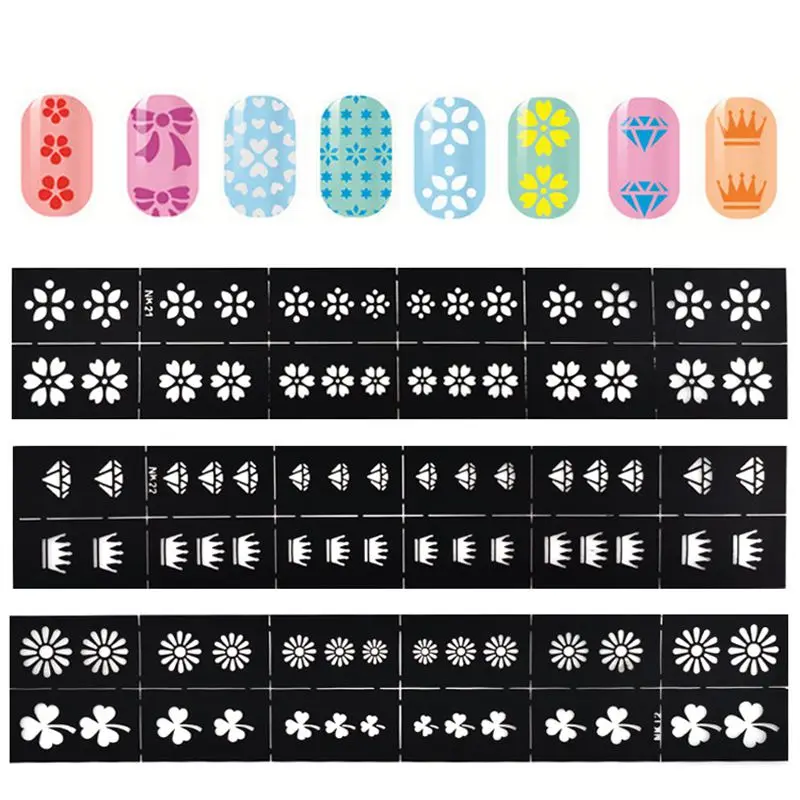 1 Pcs Print Nail Art Sticker DIY Stencil Stickers For 3D Nails 24 Design Easy Stamping Template Manicure Supplies JH372 | Красота и