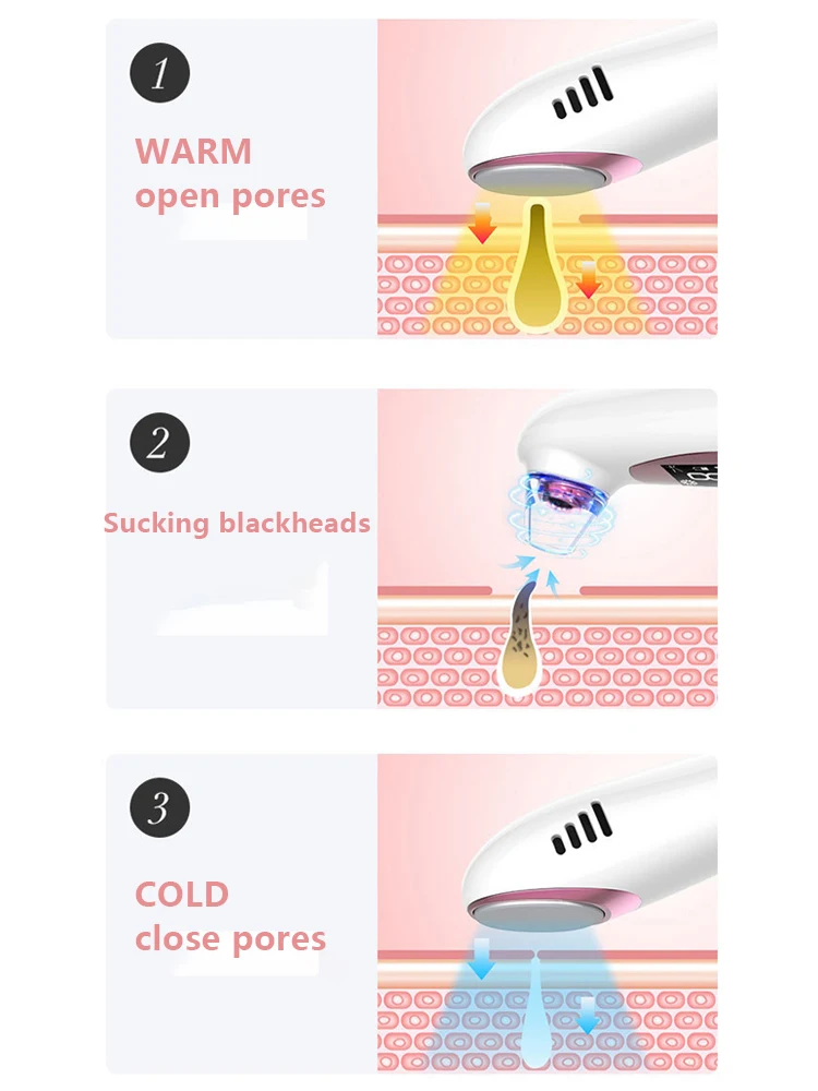 Пылесос Blackhead для удаления черных точек лица с 4 сменными присосками и