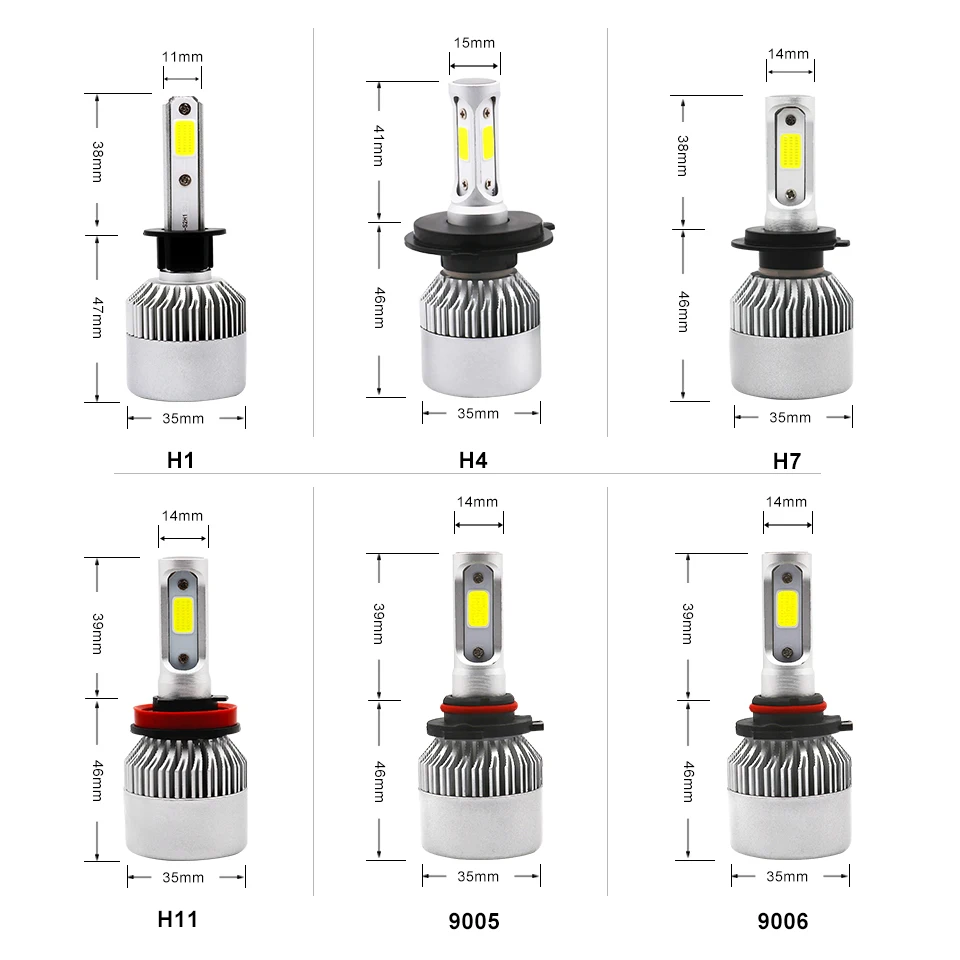 Autbic 12V комплект автомобильных светодиодных фар H1 H3 H4 H7 H11 9005 9006 светодиодный светильник накаливания 60 Вт 8000LM 6500K COB светодиодные фары лампы Авто Противотуманные огни