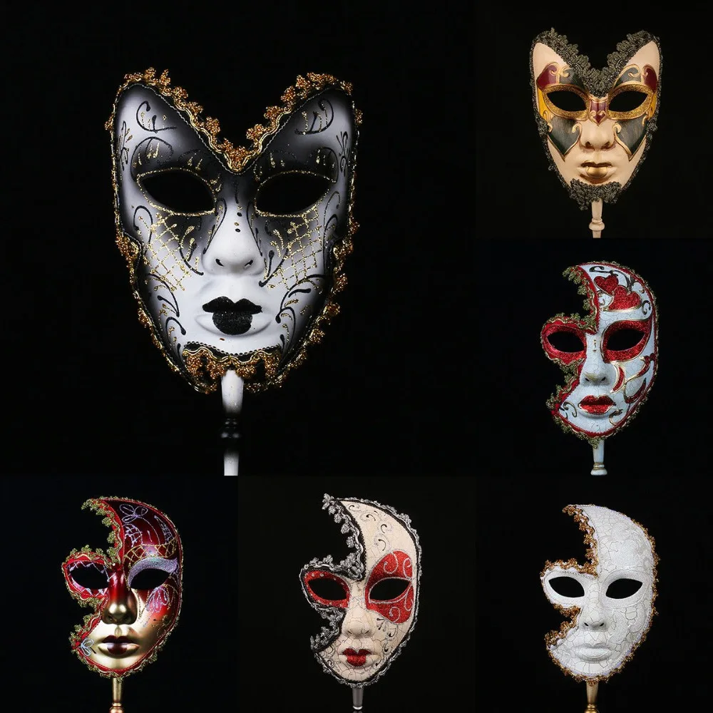 H & D 6 видов Венецианская маска на палочке Марди Гра для женщин/мужчин маскарадная