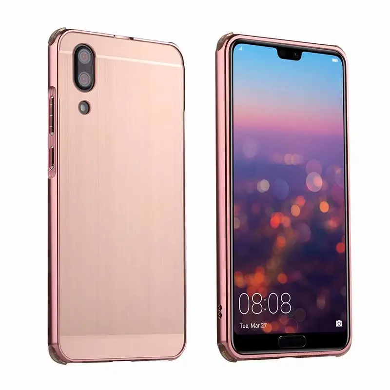 Роскошный противоударный алюминиевый чехол из углеродного волокна для huawei P20 Lite Pro Nova 3E P, умная металлическая рамка+ пластиковая жесткая задняя крышка - Цвет: 020-rOSE