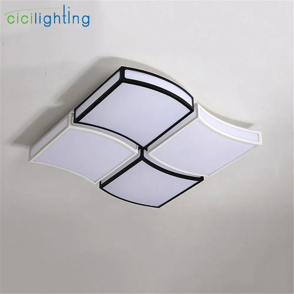 Modern ceiling lights for bedroom dining room 48W 64W black and white window decor led lamp art wave home lighting | Лампы и освещение