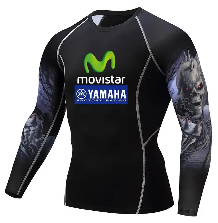Movistar YAMAHA Мужская футболка с принтом для фитнеса MMA мужская длинным рукавом 3D Топы