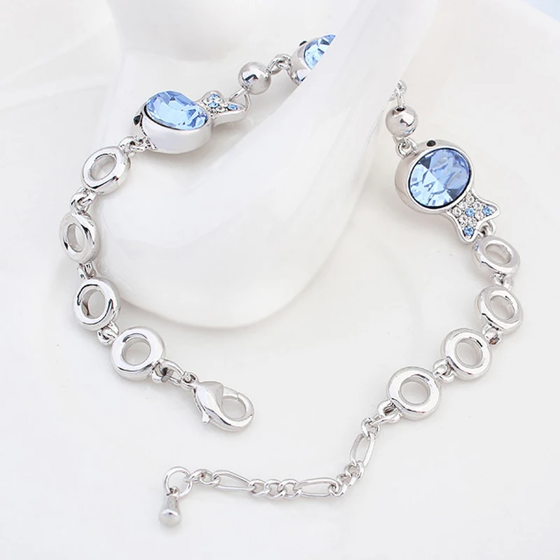 2017 New Fashion Crystal from Swarovski Bracelet Lovely Fish Shape Bradawl Luxury Bangles Women Romantic Jewelry Wholesal | Украшения и