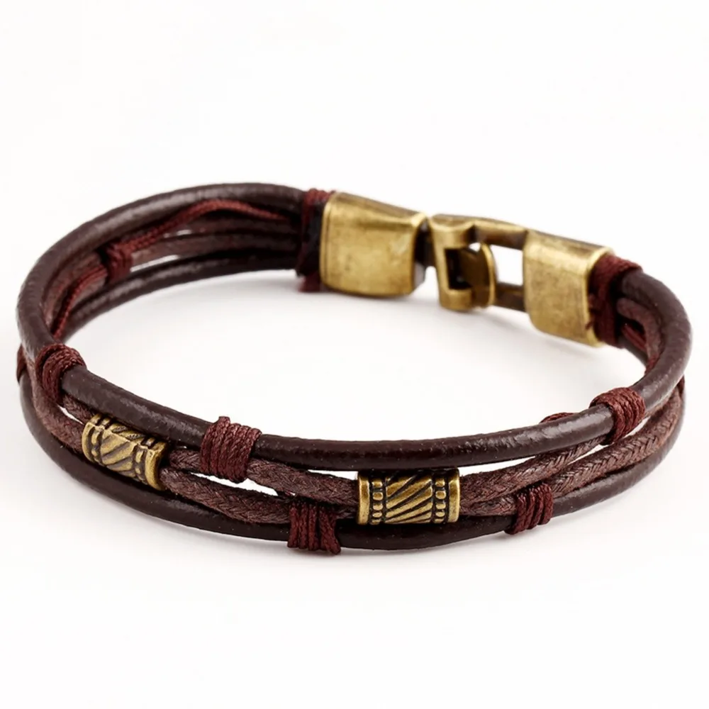 Новые мужские плетеные браслеты ручной работы из натуральной кожи Браслет