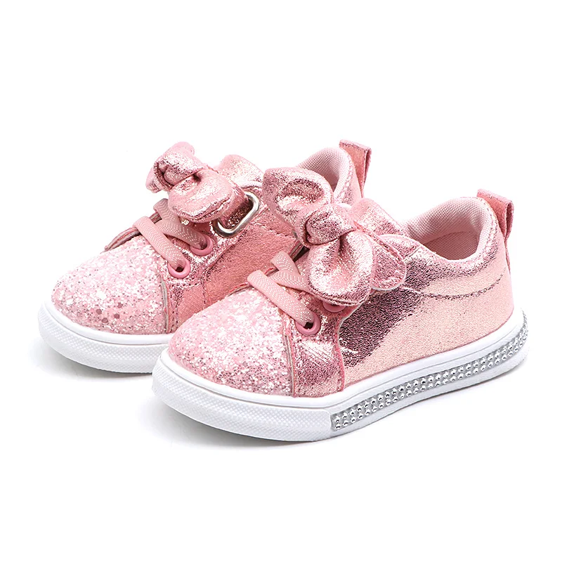 2019 весенне-Осенняя обувь для девочек детская повседневная с бантом кроссовки на