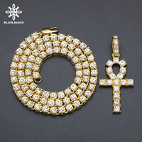 men women alloy hip hop iced out ankh cross pendant tennis chain cz egyptian key of life pendantnecklace jewelry gift