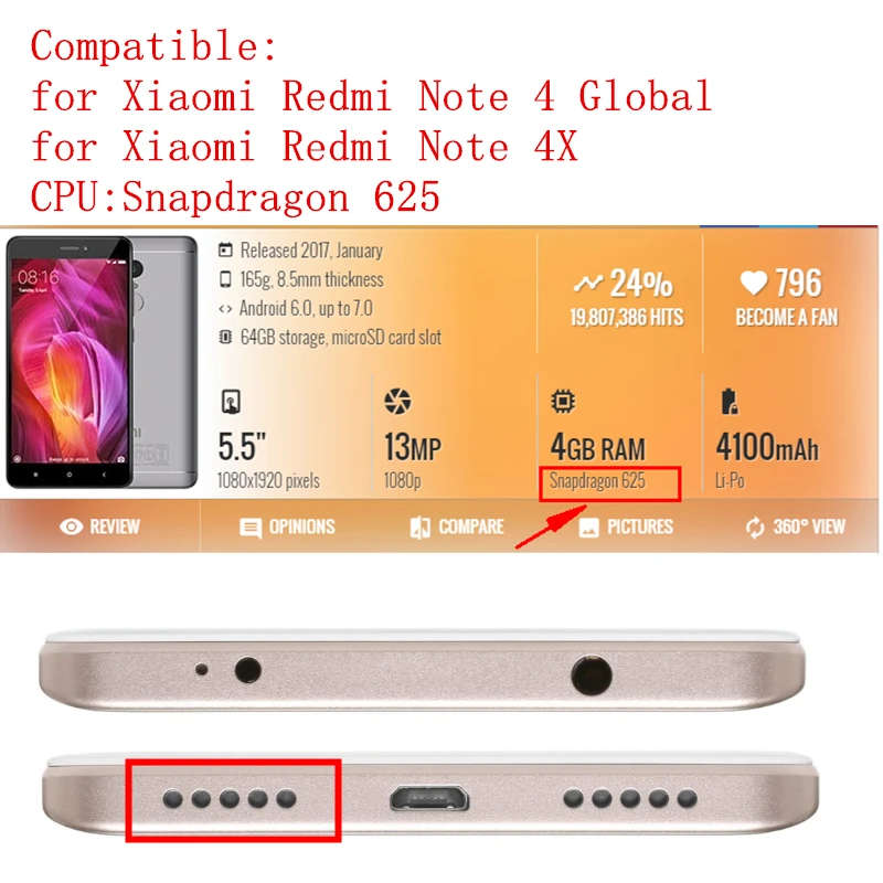 Вибромотор для Xiaomi Redmi Note 4 Global/ 4X 3 Гб вибромотор модуль вибрации гибкий кабель