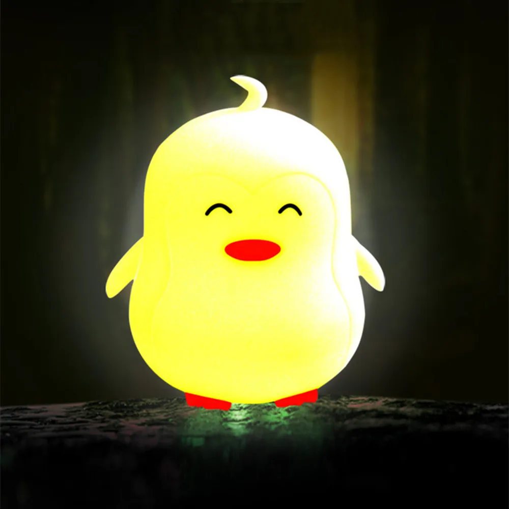 Penguin Smile Птица, пингвина, совы теплые RGB светодиодный Ночной светильник сенсорный Сенсор дистанционного Управление затемнения таймер USB мультфильм Силиконовые лампы для Для детей малышей - Испускаемый цвет: Penguin Smile