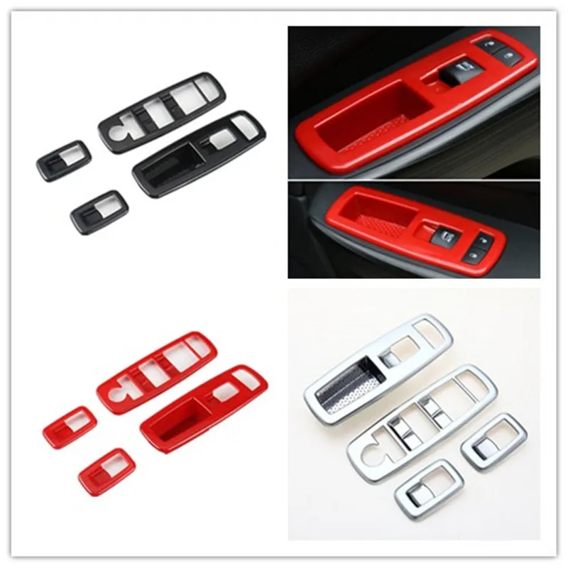 

4PCS/SET Window Lifter Switch Buttons Decoration Frame Cover Trim Interior Molding Sticker ABS for Jeep Grand Cherokee 4 Doors