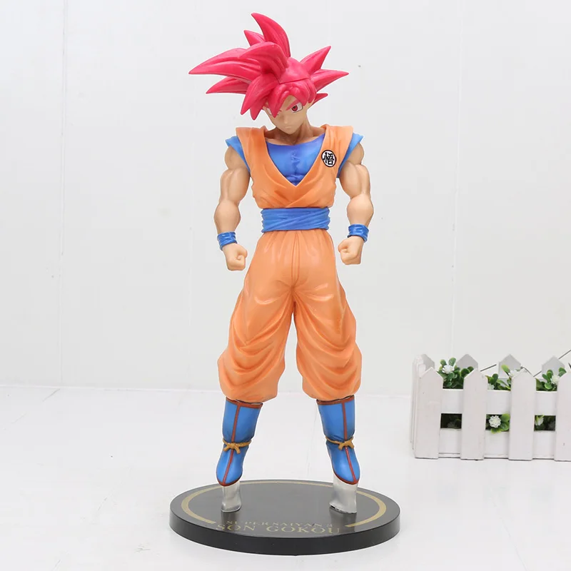Red Hair 1" 30 см Dragon Ball Z Super Saiyan Son Goku Super Saiyan God Red Hair ПВХ фигурка Коллекционная модель игрушки - Цвет: Red Hair