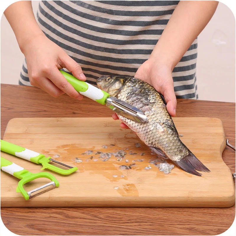 1Pcs Kitchen Accessories Cooking Tools Multifunction Stainless Steel Fish Vegetable Peeler Double Planing Grater Random Color | Дом и сад