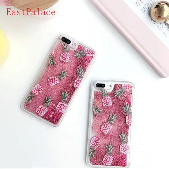 3D Dynamic Liquid Bling Star Quicksand Pineapple Case for IPhone 6 6S Plus 7 8 X XS Cute Phone Glitter Cases Pink Back Cover |