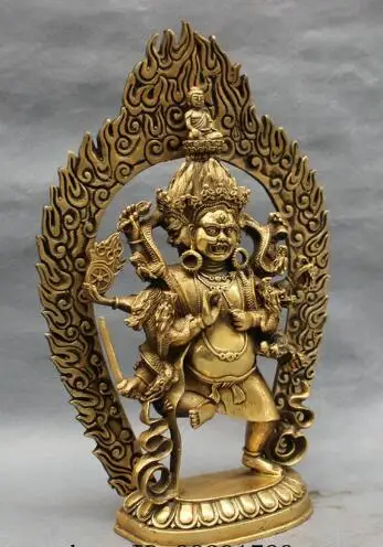 YM 306 13 &quotтибетская латунная буддистская Голова Дракона 4 головы 8 рук Dakini