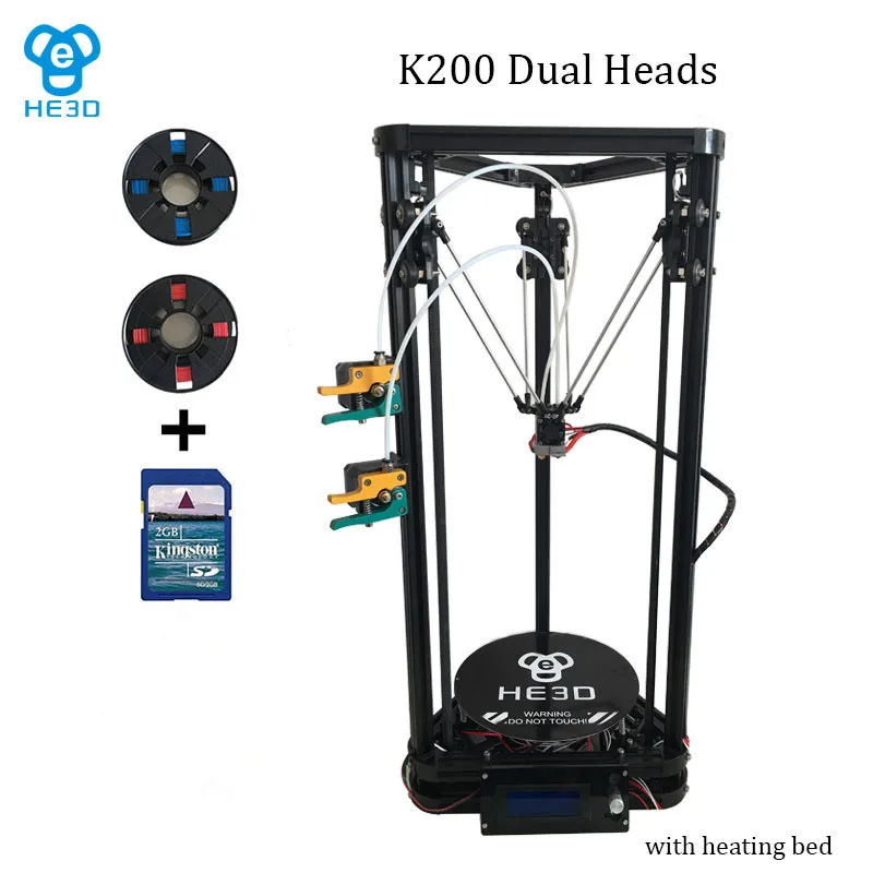 He3D высококачественный двойной экструдер с нагревательной платформой reprap K200 3D