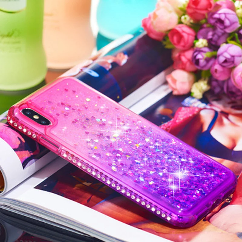 Для iPhone Xs Max чехол для телефона Блестящий жидкий зыбучий песок силиконовый со