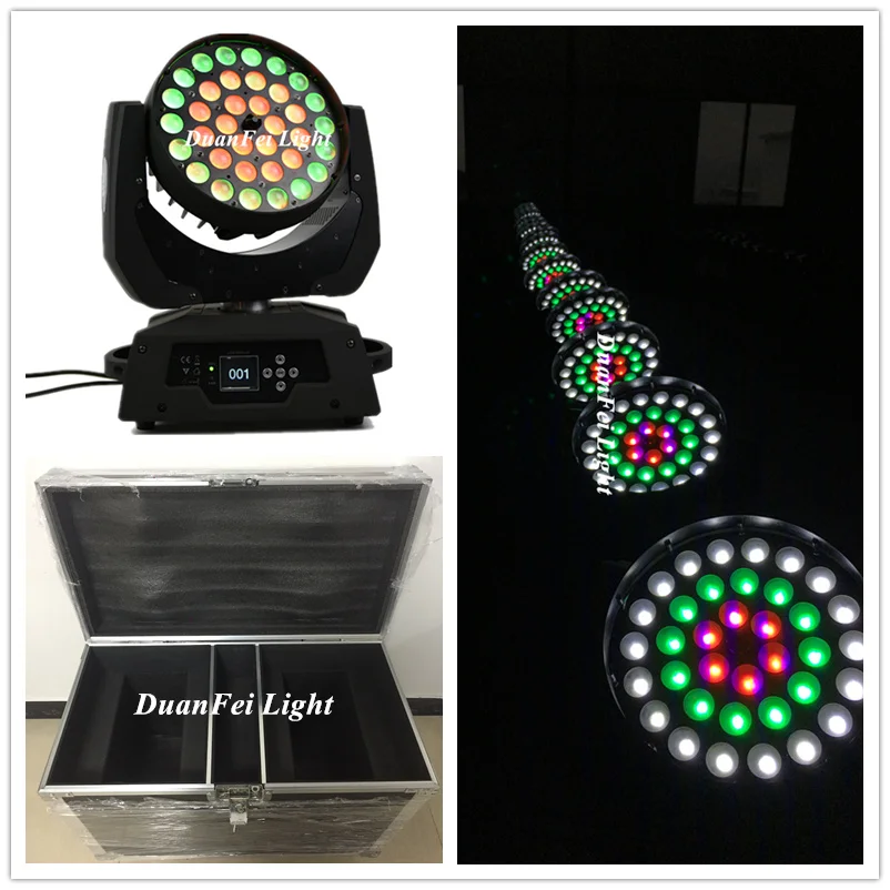 (RoadCase) 6 шт./лот Lyres Led Rgbwa UV Wash Zoom 36x18 Stage Dj движущаяся головка 36x18w|Эффект освещения