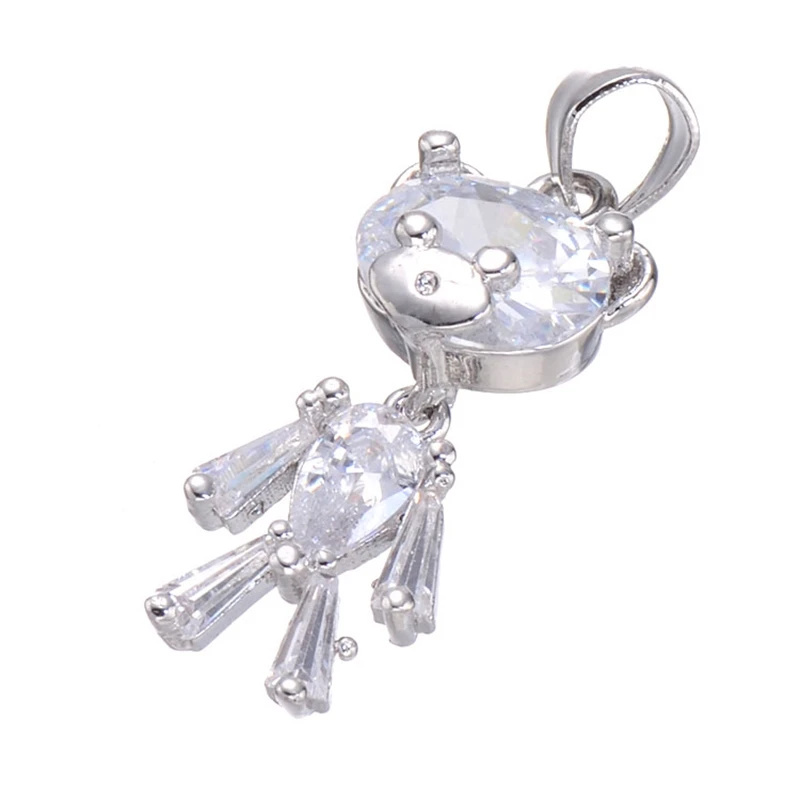 Милый роскошный подвеска с кулоном в виде медведя из кубического циркония для