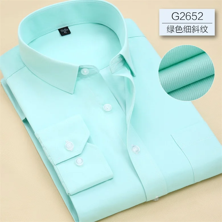 2652(twill) Вышитый на заказ логотип имплицитная полосатая саржевая деловая повседневная мужская рубашка с длинными рукавами плюс размер 5XL 6XL 7XL темно-синий зеленый красный - Цвет: 2652(twill)