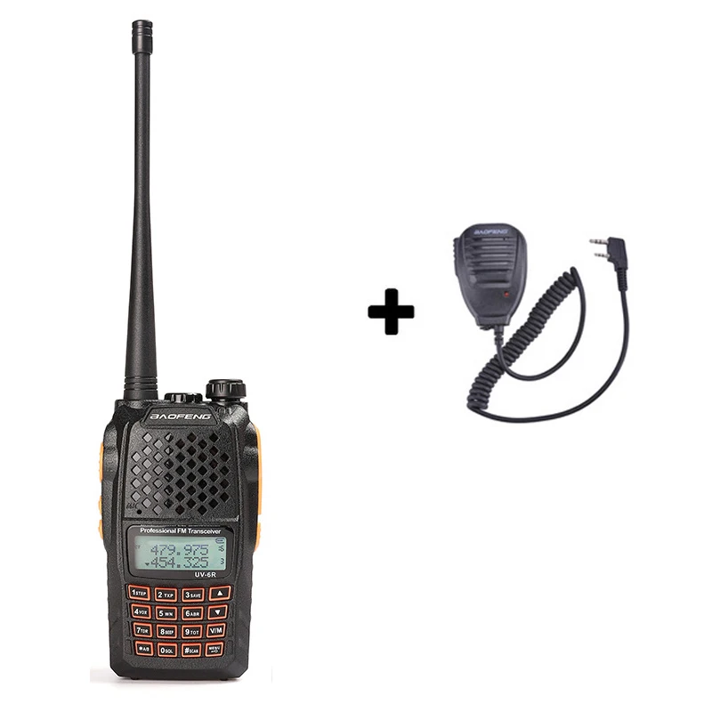 baofeng UV-6R UV 6R UV6R для cb рация 10 км автомобильная портативная рации ham радиостанция трансивер baufeng двухдиновая магнитола радиостанции boafeng радио станция радиолюбитель стационарная двухдиапазонная uhf vhf - Цвет: Add a mic speaker