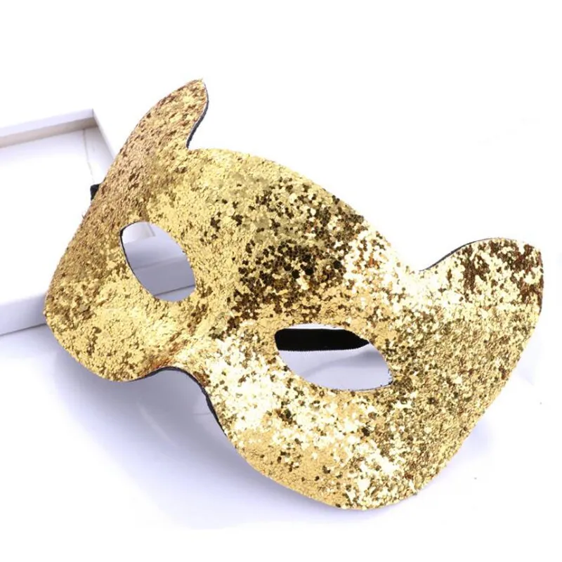  Children Cute Gold Powder Cat Face Mask Kids Masquerade Dance Performance Masks Funny Party Dress Up Props|props|props party |