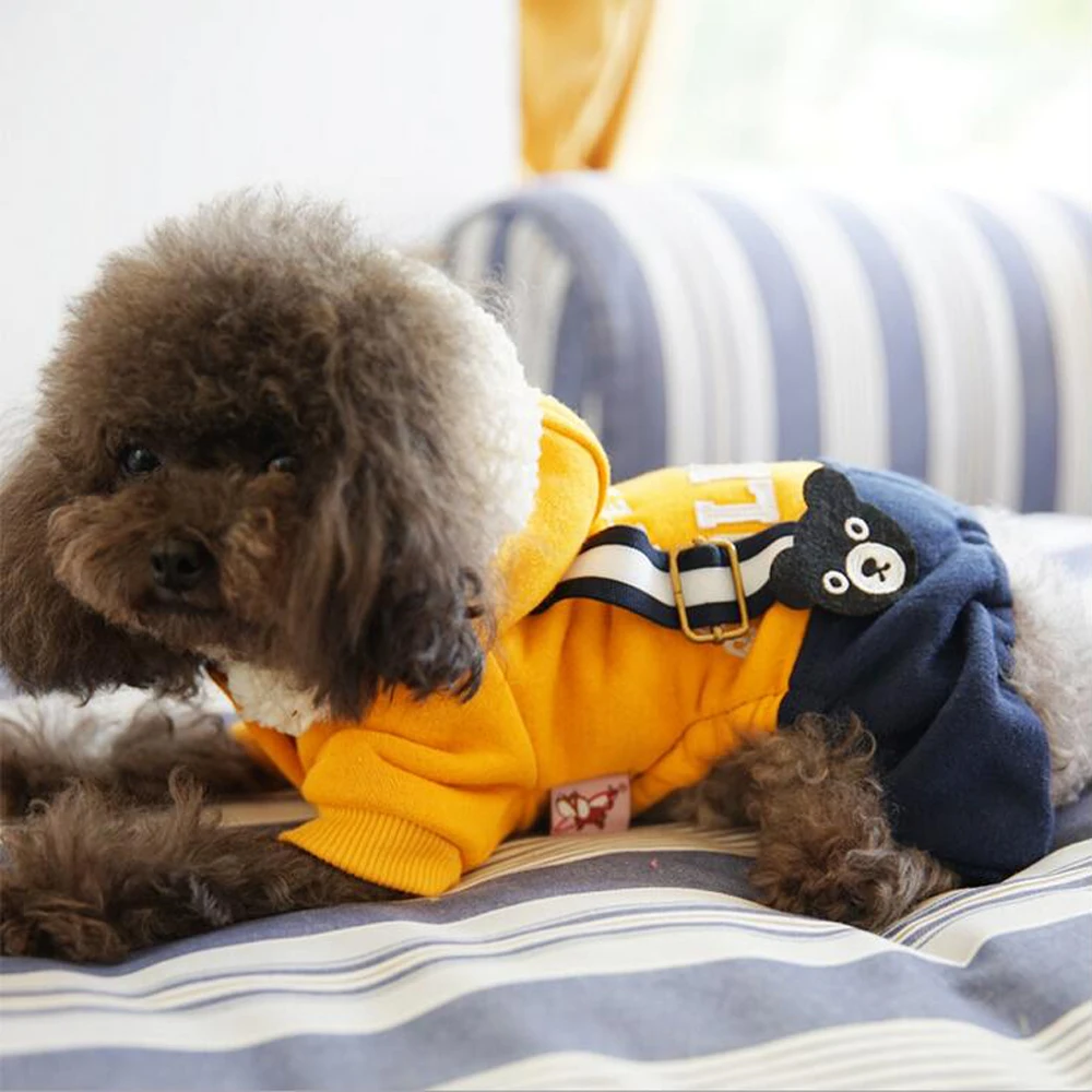 Petcircle осень зима хлопок комбинезон для собак маленькая собака одежда с капюшоном