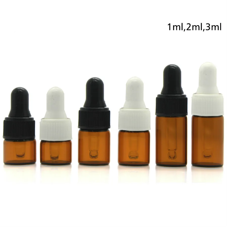 

100pcs 1ml 2ml 3ml 5ml Mini Empty Dropper Glass Bottle Portable Aromatherapy Essential Oil Bottle with Glass Eye Dropper