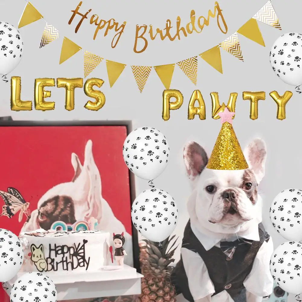 Шапка для собак в форме следа воздушного шара с днем рождения баннер алюминиевая