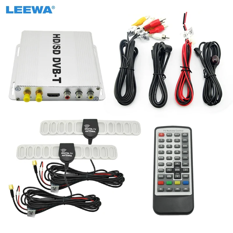 LEEWA цифровой двойной тюнер для автомобиля HD H.264 MPEG 4 HD/SD различные каналы DVB T