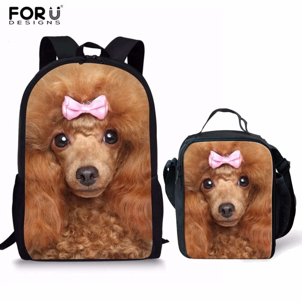 FORUDESIGNS 3 шт./компл. школьный рюкзак с собакой-пуделем сумки для книг наборы детей