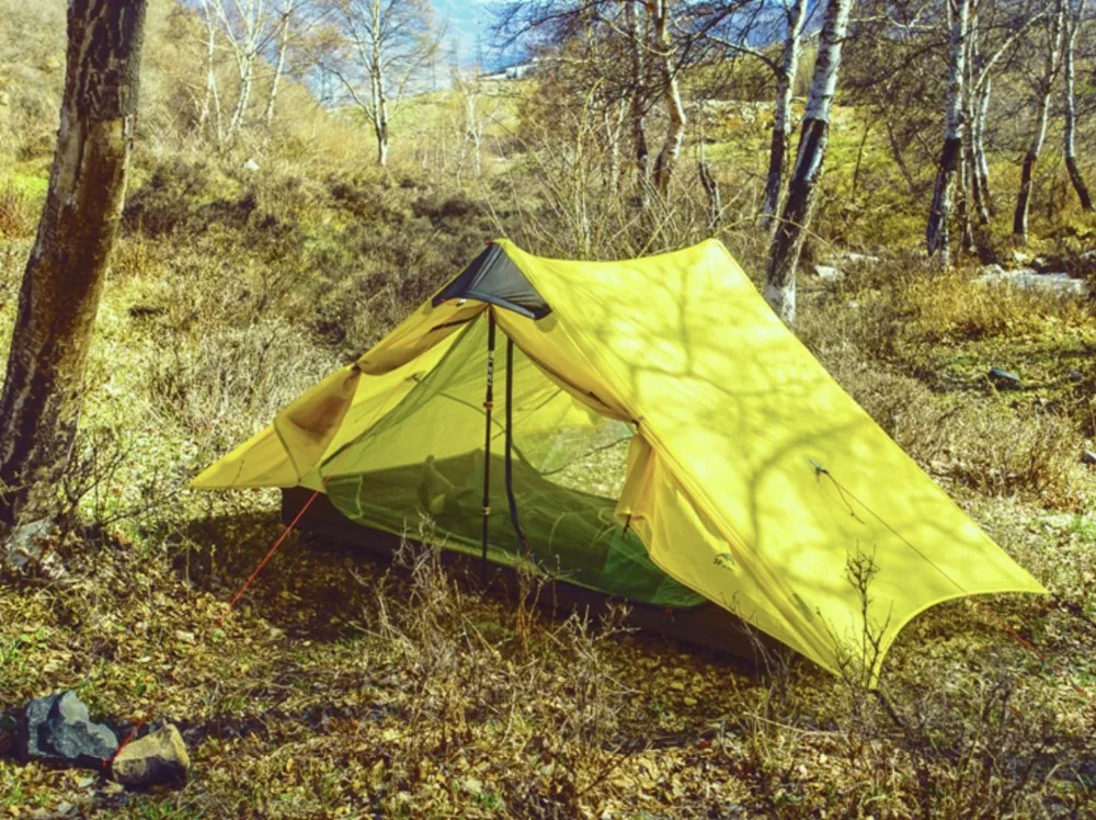 Verkauf Licht Gewicht Rucksack Mit Doppel Schicht, Weiß/Gelb Bergsteigen Für 2 Person 3-Saison Wasserdichte Outdoor-Camping Zelt