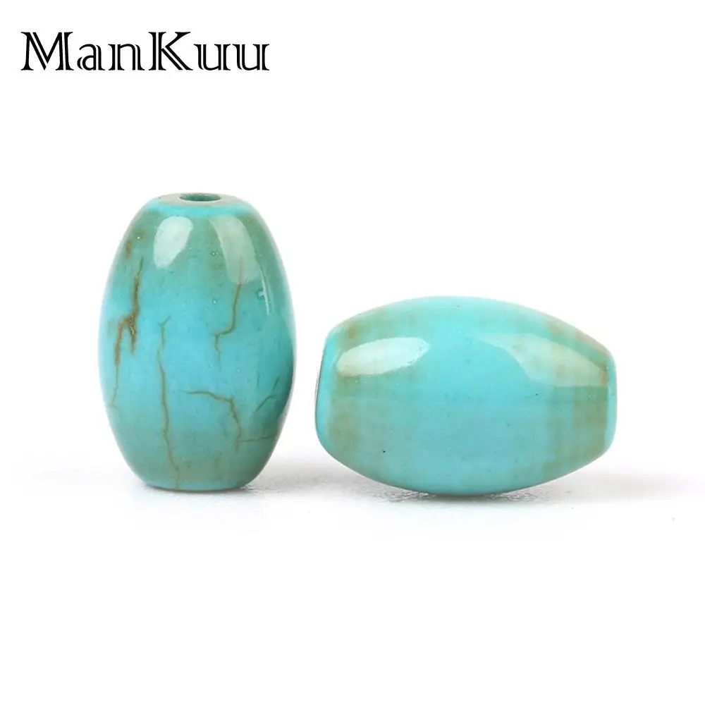 Mankuu 6*9 мм овальные бирюзовые бусины Античный Зеленый синий узор бирюзы маленькие