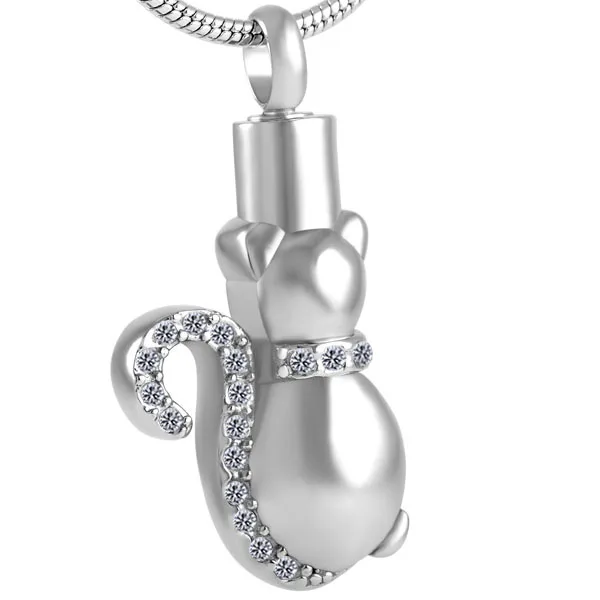 8565 Shining Crystal Cat Cremation Pendant Necklace Women Charm Personalized Pet Keepsake Jewelry Ashes Urn | Украшения и