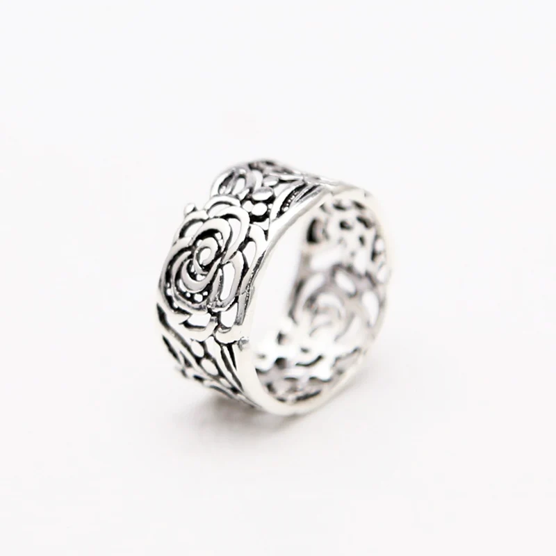 Flower Ring 100% Real 925 sterling Thai silver Men Women Wedding Hollow Peony Tail Gift Fashion jewelry FR16 | Украшения и