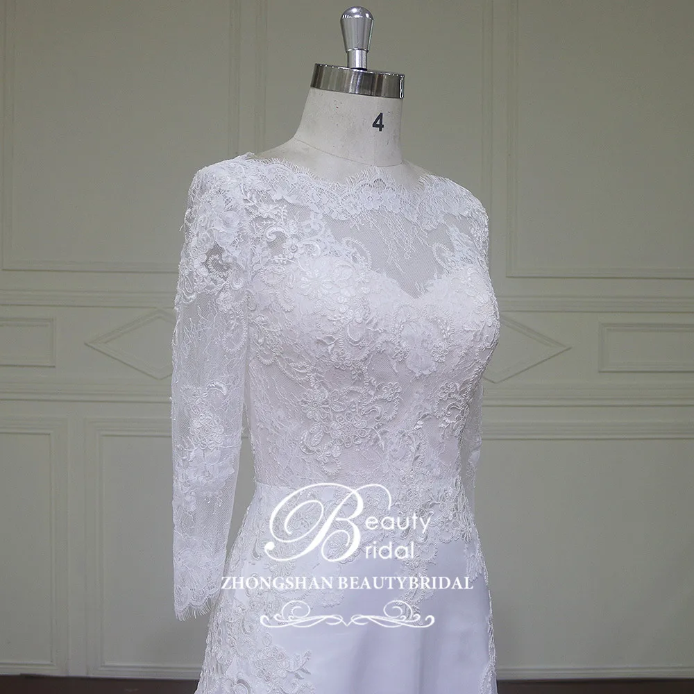 Elegnt Custom made Mermaid Wedding Dresses Lace Beach Floor-length Bridal Gowns Vestido De Novias Wedding Dress XFM011