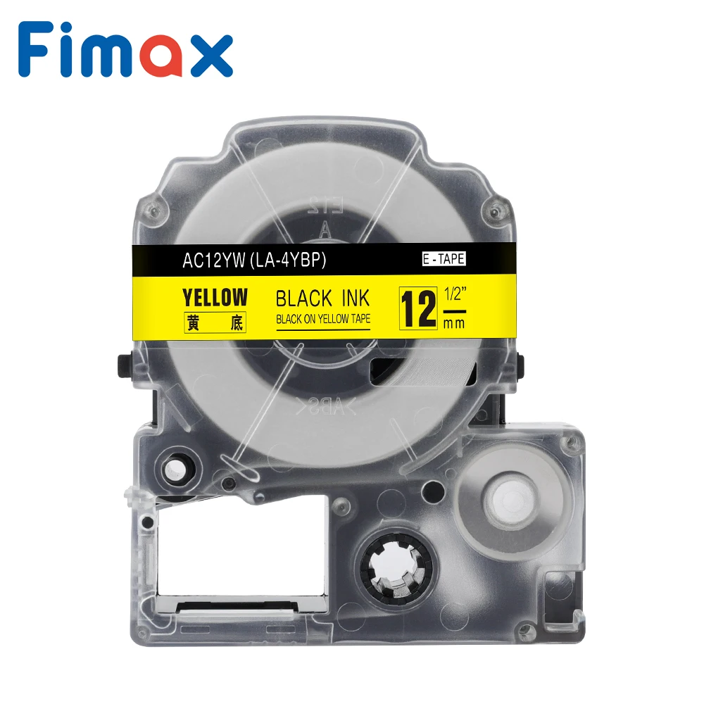Fimax SC12YW черный на желтый 12 мм совместим с Epson этикетки клейкие ленты картридж для