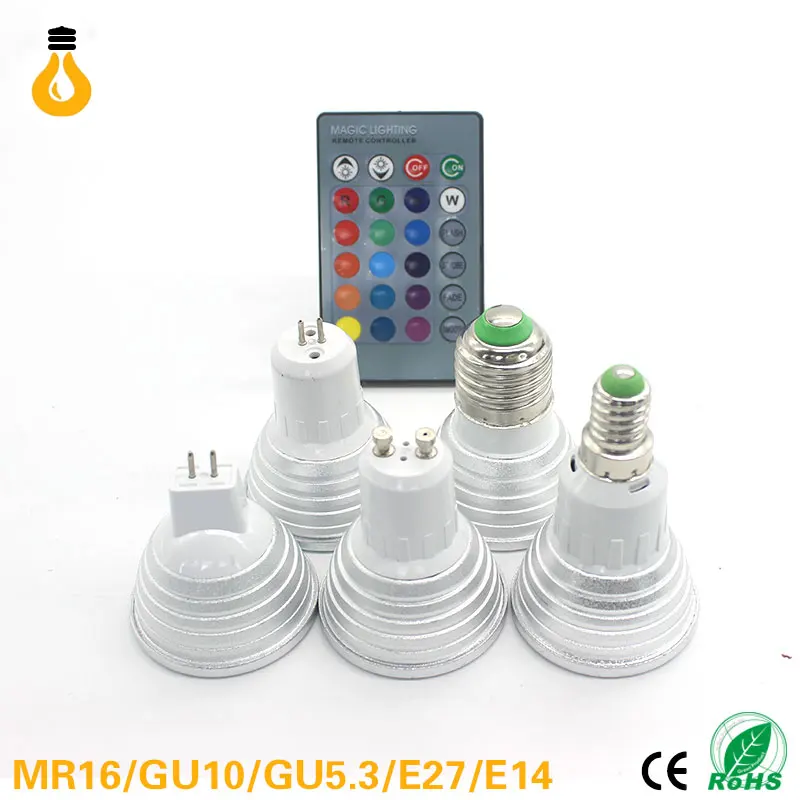1 шт 5 Вт RGB лампы E27 GU10 GU5.3 Светодиодный лампочки для сценического освещения 16