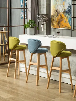 Nordic solid wood bar chair modern minimalist creative bar chair front backrest high bar stool home bar chair italian modern nordic chair home restaurant cafe hotel chair practical windsor chair the study chair